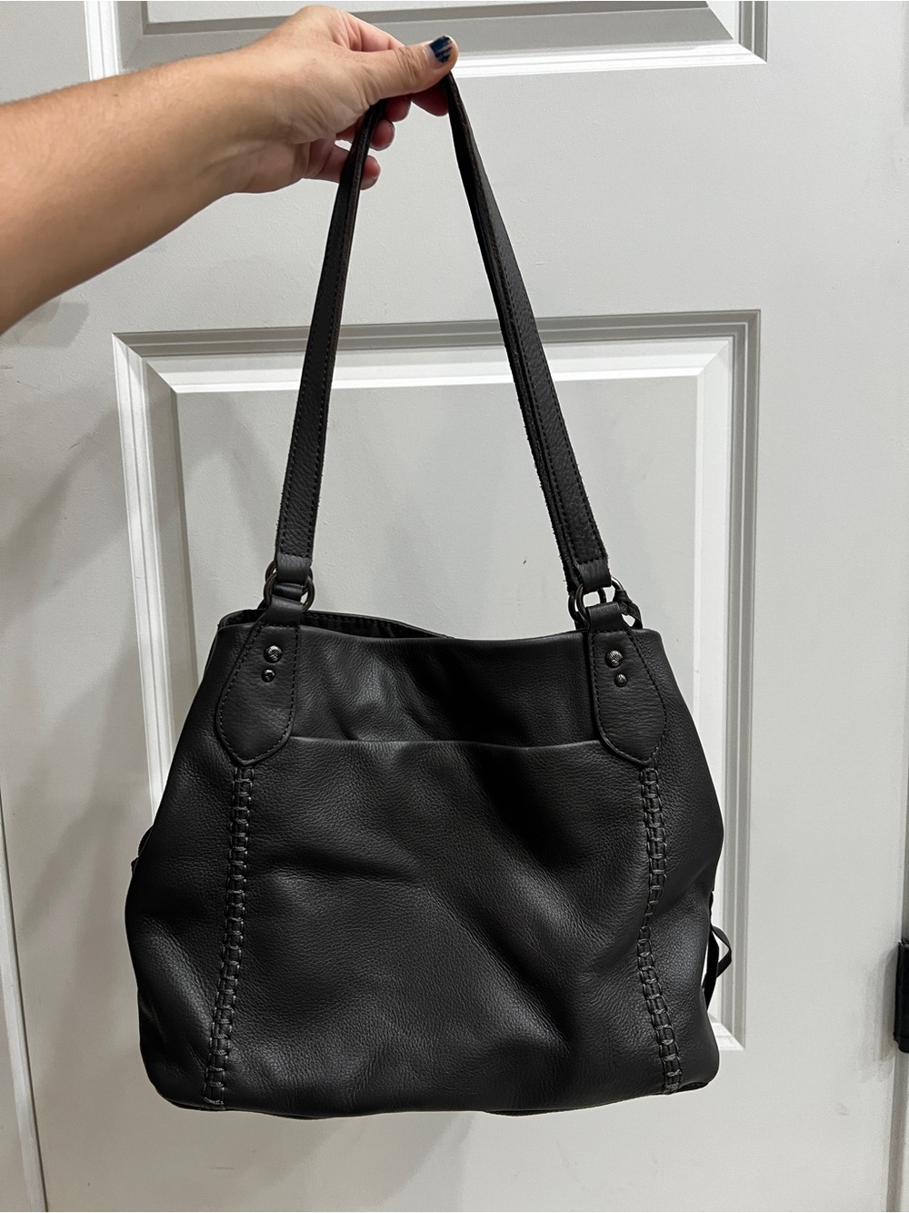 The Sak Melrose Gray Leather Satchel Bag